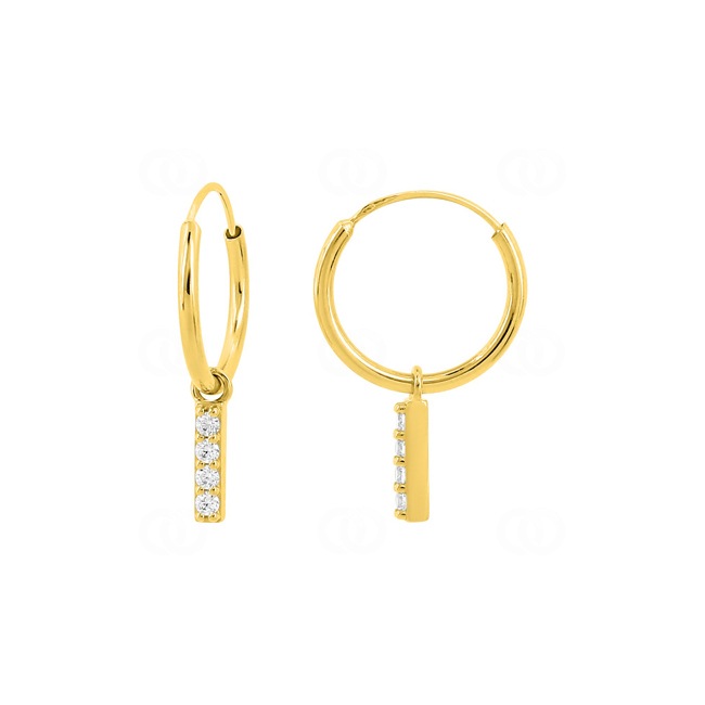 Créoles or jaune 375/9 ct avec breloques et zircones - 297398.Z0