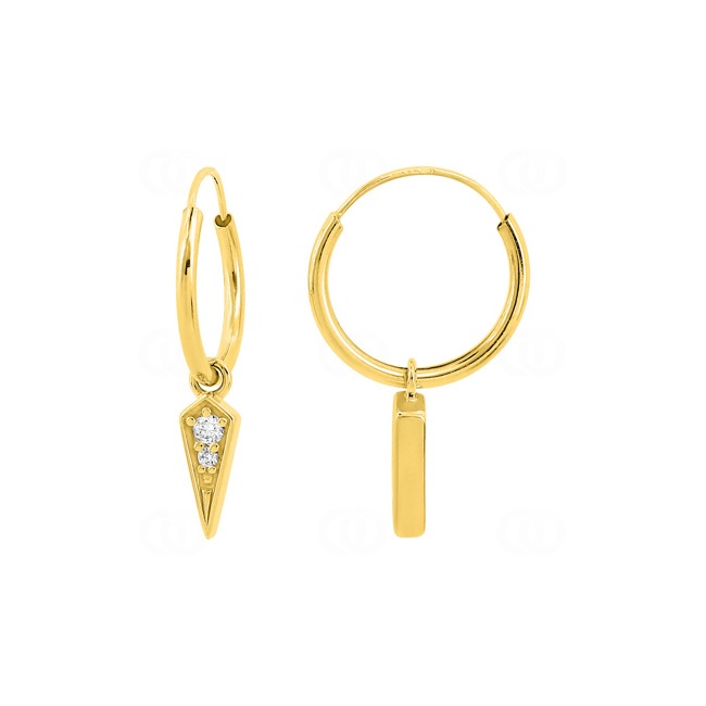 Créoles or jaune 375/9 ct avec breloques et zircones - 297400.Z0