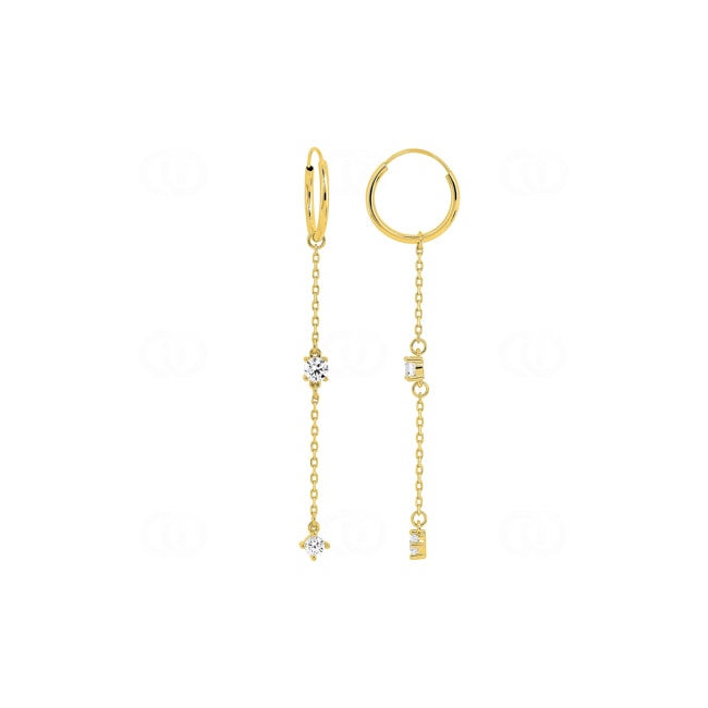 Hoop Earrings 375/9 K Yellow Gold with Charms and Cubic Zirconia - 297452.Z0