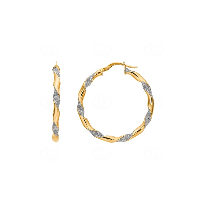 Creolen 375/9 K Gelbgold mit Glitter Ø 20mm - 9K3642G