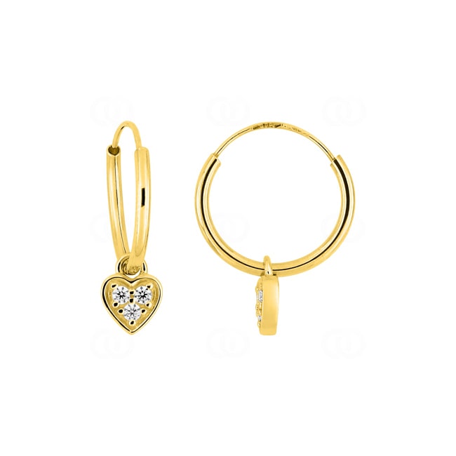 Créoles or jaune 375/9 ct avec breloques cœurs et zircones Créoles or jaune 375/9 ct avec breloques cœurs et zircones - 297397.Z0