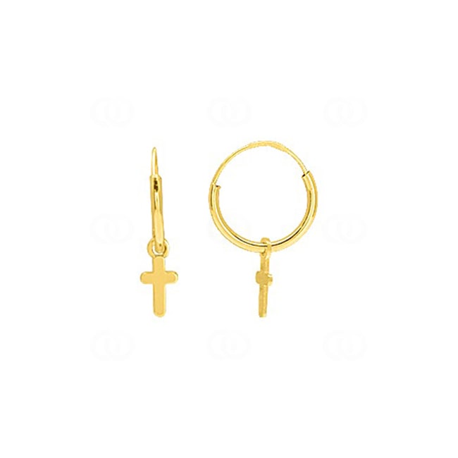 Creolen 375/9 K Gelbgold mit Kreuz Charms - 9K2651102