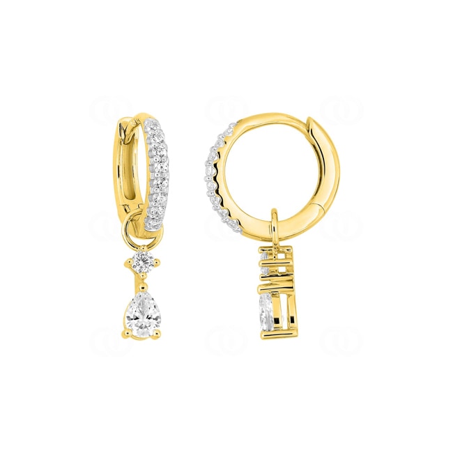 Hoop Earrings 375/9 K Yellow Gold with Cubic Zirconia - 297501.Z3