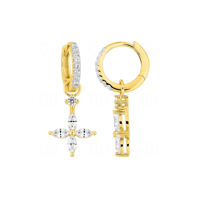 Hoop Earrings 375/9 K Yellow Gold with Cubic Zirconia - 297503.Z3