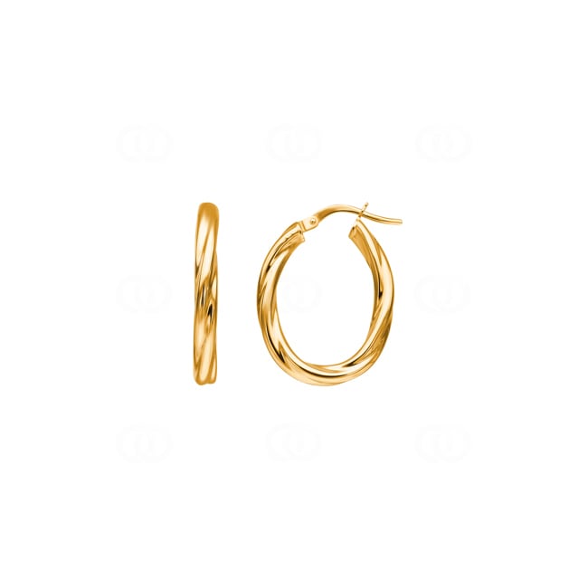 Hoop Earrings 375/9 K Yellow Gold twisted 14 x 18mm - 650074.1