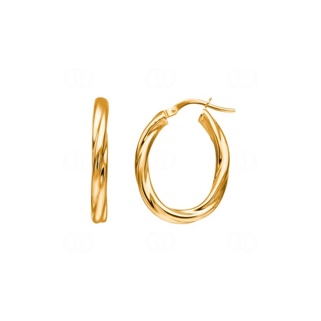 Hoop Earrings 375/9 K Yellow Gold twisted 15 x 21mm - 650075.1