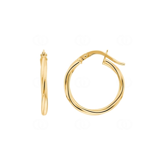 Créoles or jaune 375/9 ct torsadé 2.0mm Ø 15mm - 650003.4