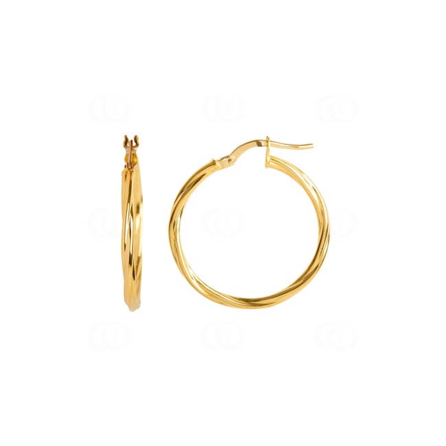 Hoop Earrings 375/9 K Yellow Gold twisted 2.0mm Ø 20mm - 650003.5