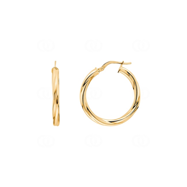 Créoles or jaune 375/9 ct torsadé 3.0mm Ø 15mm - 650070.1