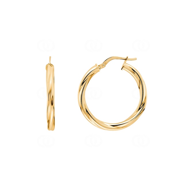 Créoles or jaune 375/9 ct torsadé 3.0mm Ø 20mm - 650070.2