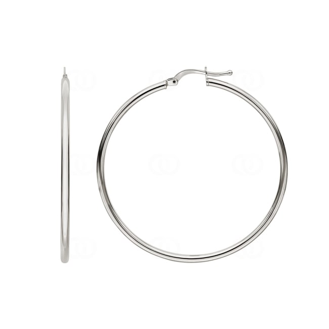Hoop Earrings 375/9 K White Gold 2.0mm Ø 40mm - 651002.5
