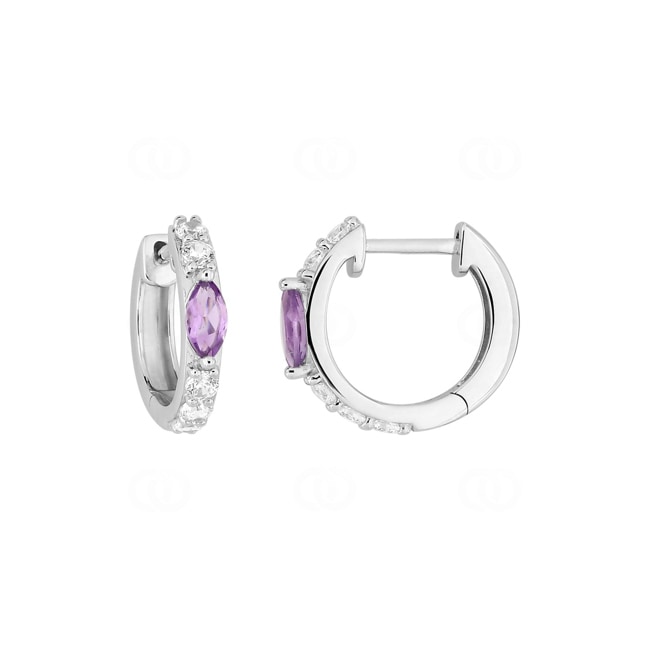 Creolen 375/9 K Weissgold mit Amethysten & Zirkonia - 297509.A1