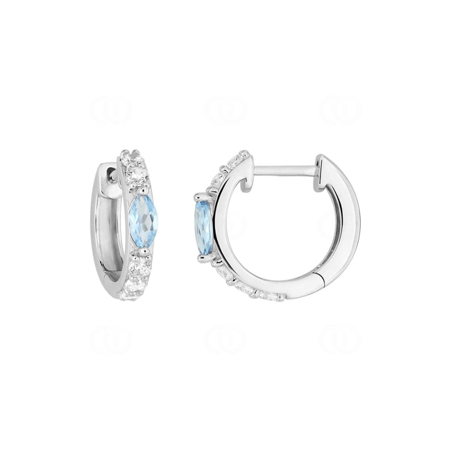 Creolen 375/9 K Weissgold mit Blautopasen & Zirkonia - 297509.T1