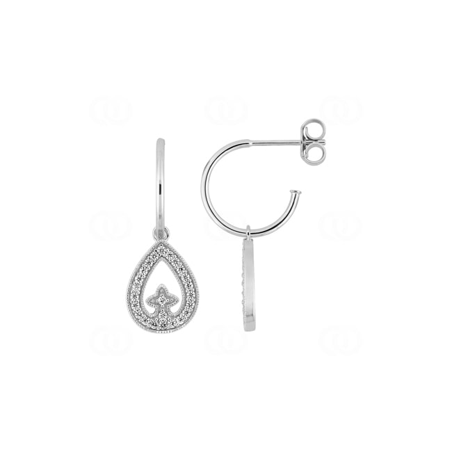 Créoles or gris 375/9 ct avec breloques et zircones - 297317.Z1