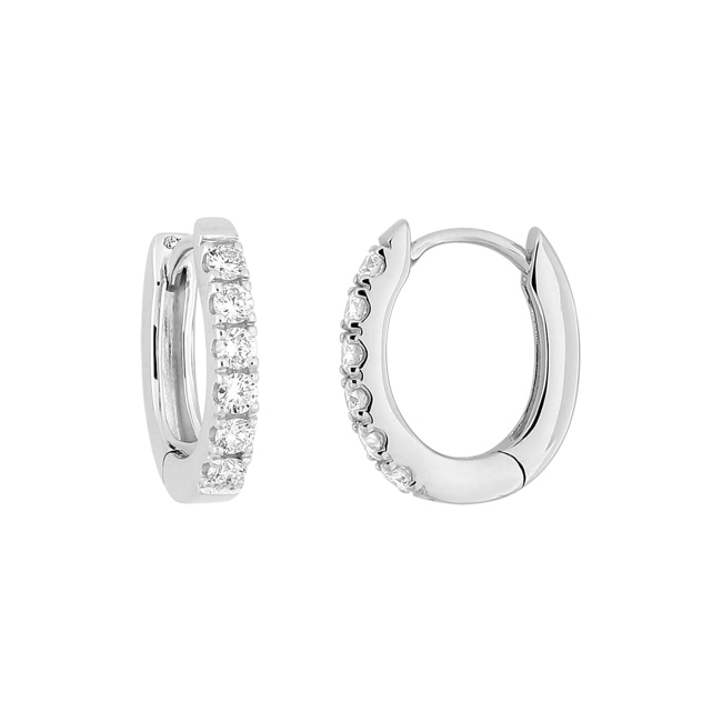 Creolen 375/9 K Weissgold mit Lab Grown Diamanten 0.15 ct - 9KLGD080W