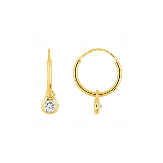Hoop Earrings 750/18 K Yellow Gold with Charms and Cubic Zirconia - 2.7255.Z0