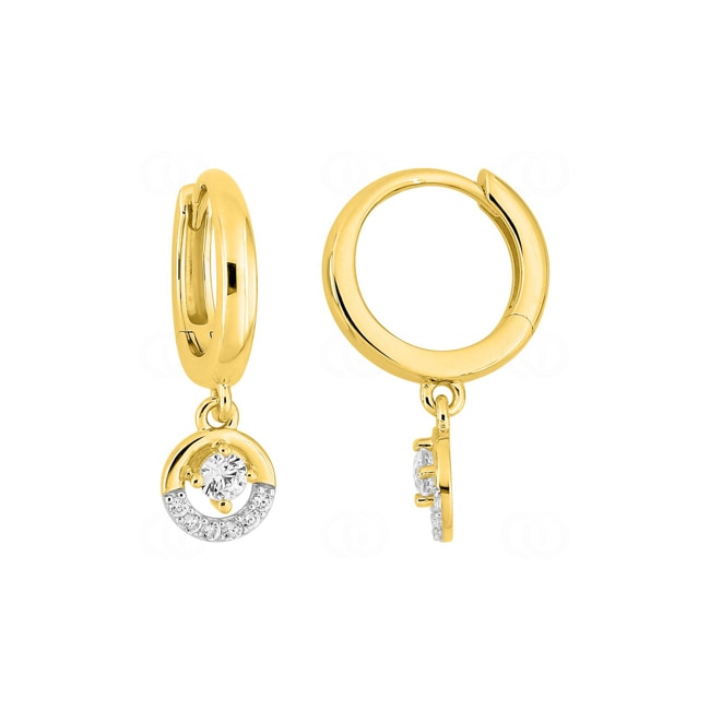 Hoop Earrings 750/18 K Yellow Gold with Cubic Zirconia - 2.7502.Z3
