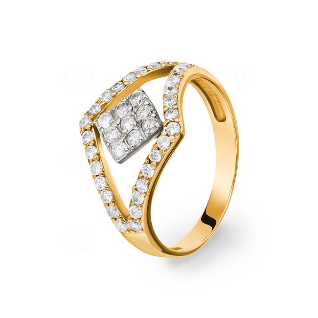 Damenring 750/18 K Gelbgold mit Zirkonia Ø 56 - G054