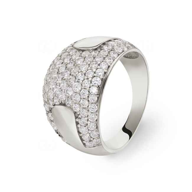 Bague or gris 750/18 ct avec zircones Ø 58 - RI026W