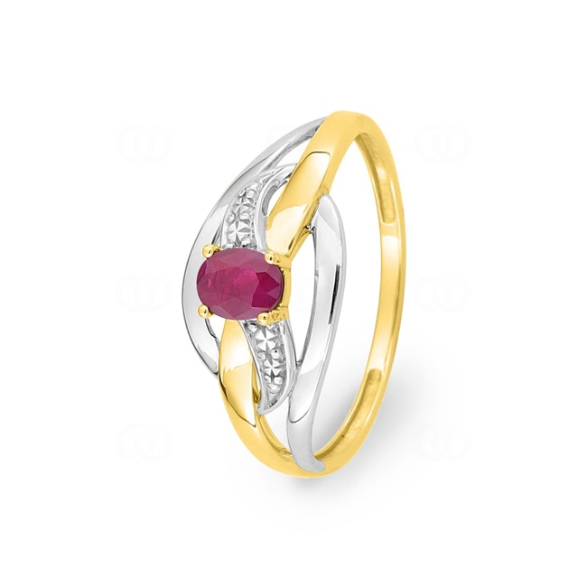 Damenring 750/18 K Gelb-/Weissgold mit Rubin - GH031BR