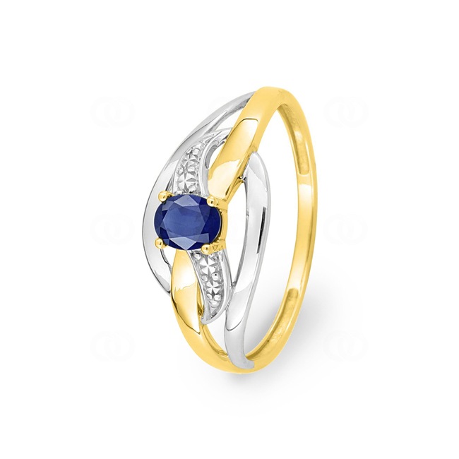 Damenring 750/18 K Gelb-/Weissgold mit Saphir - GH031BS
