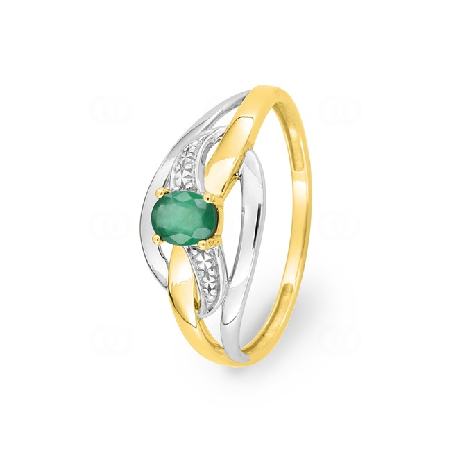 Damenring 750/18 K Gelb-/Weissgold mit Smaragd - GH031BE