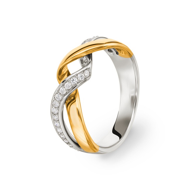 Bague or bicolore 750/18 ct avec zircones Ø 55 - PR9092/1