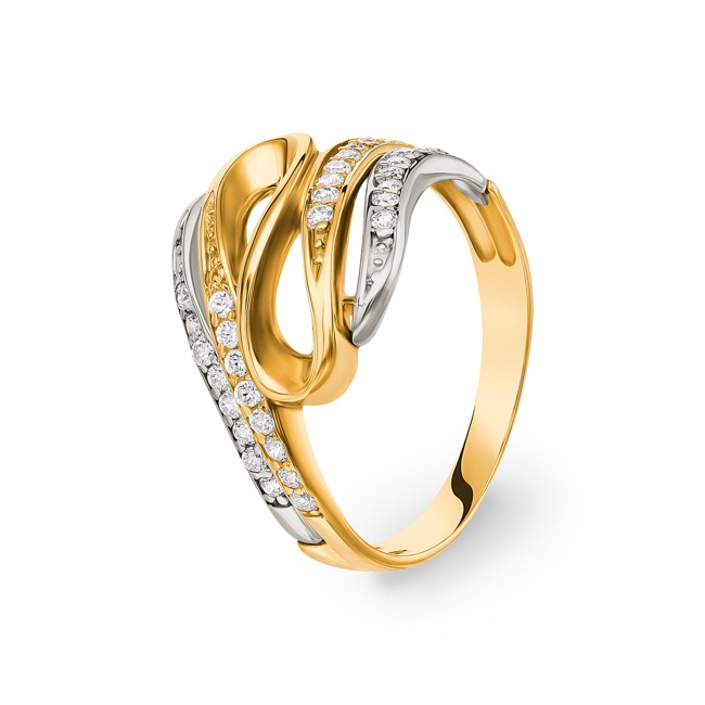 Ring 750/18 K Yellow and White Gold with Cubic Zirconia Ø 55 Ring 750/18 K Yellow and White Gold with Cubic Zirconia Ø 55 - G078