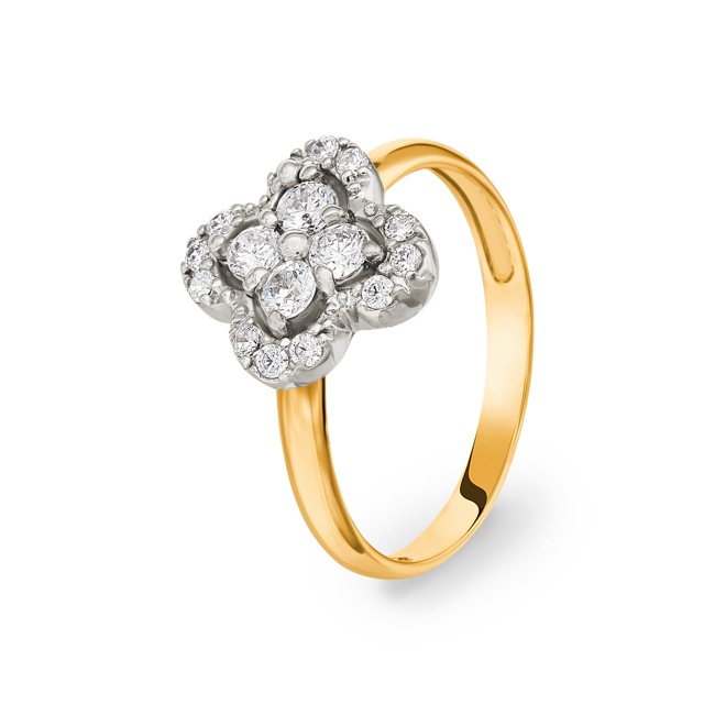 Bague or bicolore 750/18 ct avec zircones Ø 56 - G080