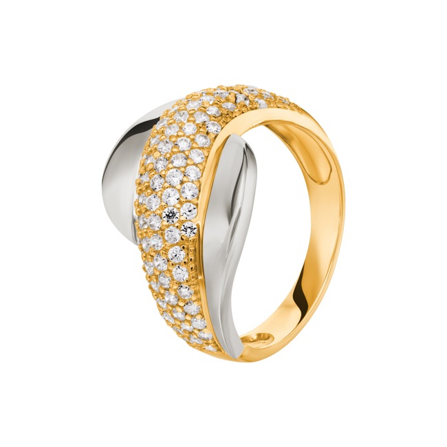 Ring 750/18 K Yellow and White Gold with Cubic Zirconia Ø 58 - G103
