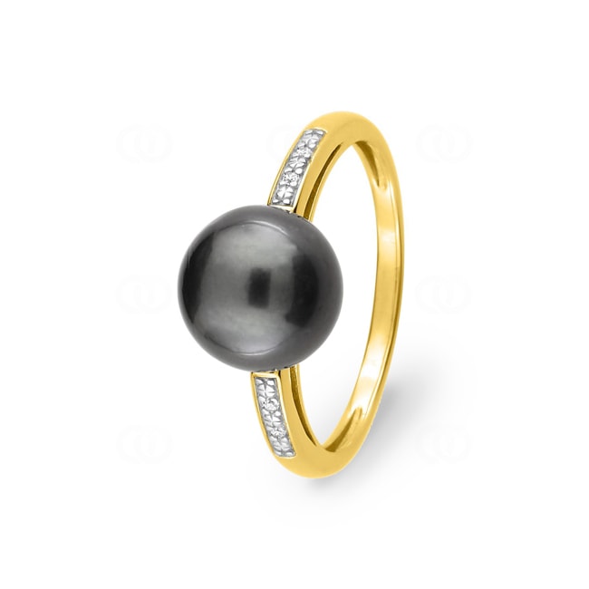 Ring 750/18 K Yellow Gold Two-tone with Tahitian Pearl Ø 9mm - 1.7236.Q3