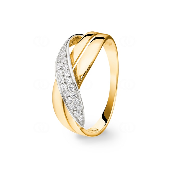Ring 750/18 K Gelbgold bicolor Fantasie mit Zirkonia - 08SK79BZ