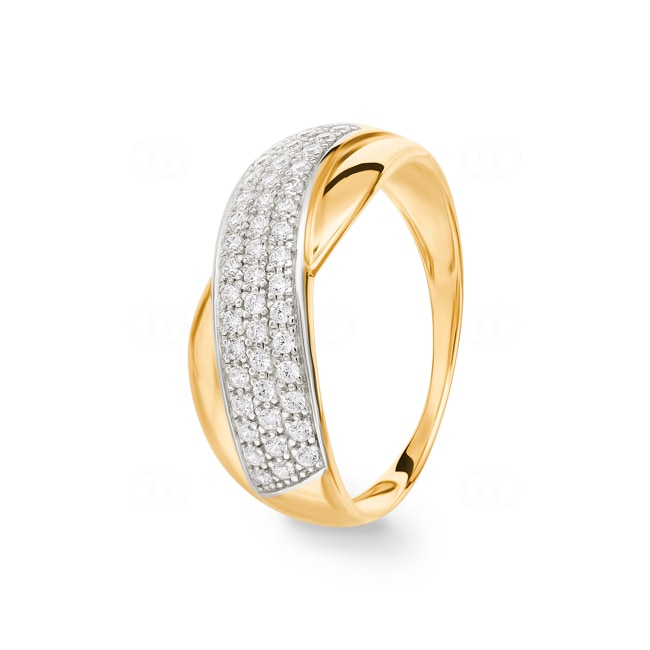 Ring 750/18 K Yellow Gold Two-tone Fantasy with Cubic Zirconia - 1.1203.Z3