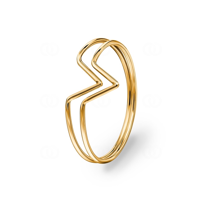 Bague or jaune 750/18 ct, double V - 11391