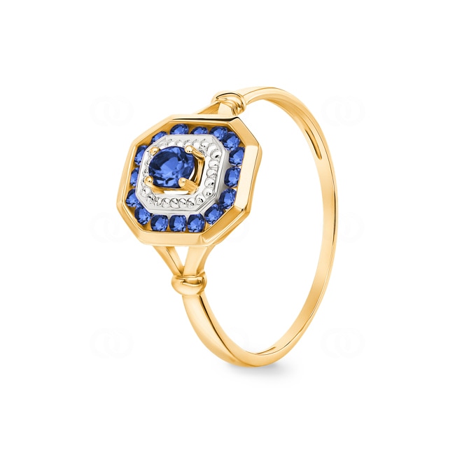 Damenring 750/18 K Gelbgold mit 17 Saphiren - KV051BS