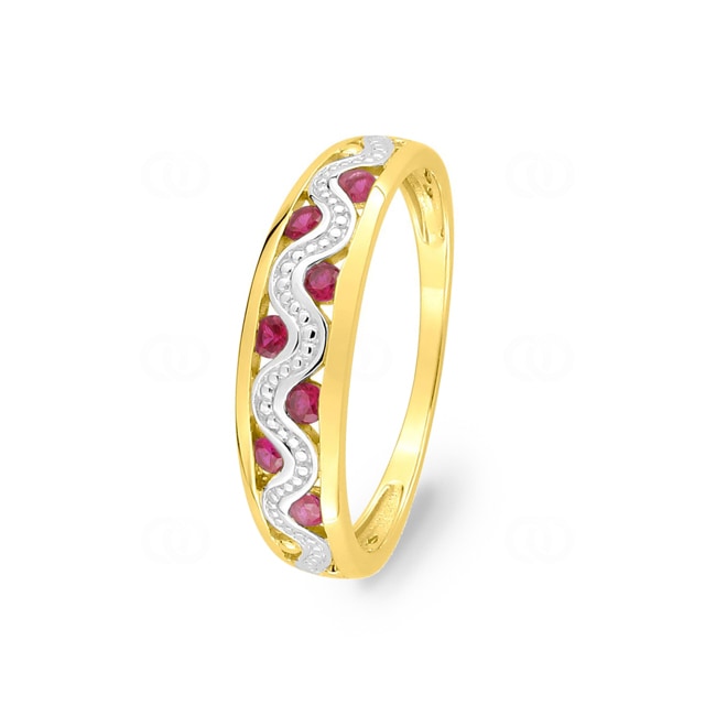 Ring 750/18 K Yellow Gold with 7 Rubies - GS046BR