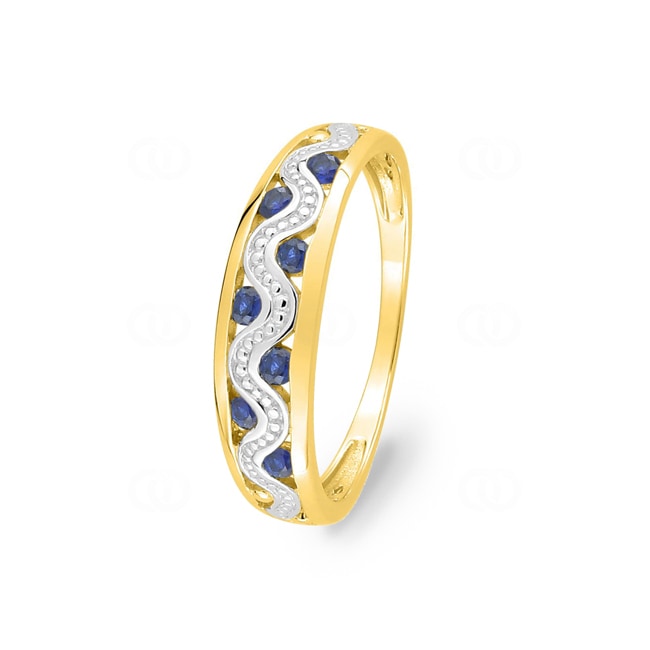 Ring 750/18 K Yellow Gold with 7 Sapphires - GS046BS