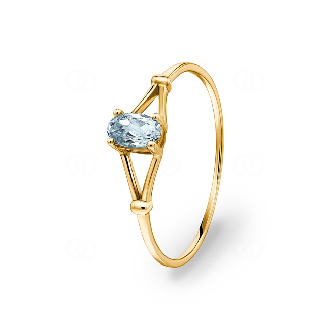 Bague or jaune 750/18 ct avec aigue-marine ovale - 1605.1AM