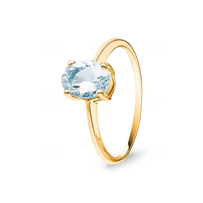 Ring 750/18 K Yellow Gold with oval Aquamarine - 1744AM