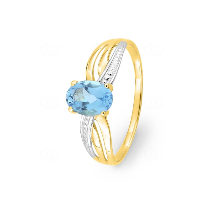 Damenring 750/18 K Gelbgold mit Blautopas oval - 1.4110.T3
