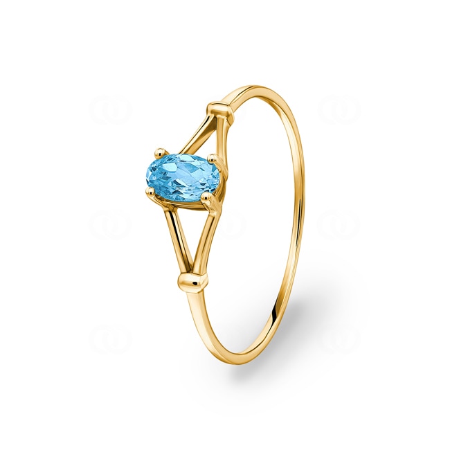 Ring 750/18 K Yellow Gold with oval Blue Topaz - 1605.1T