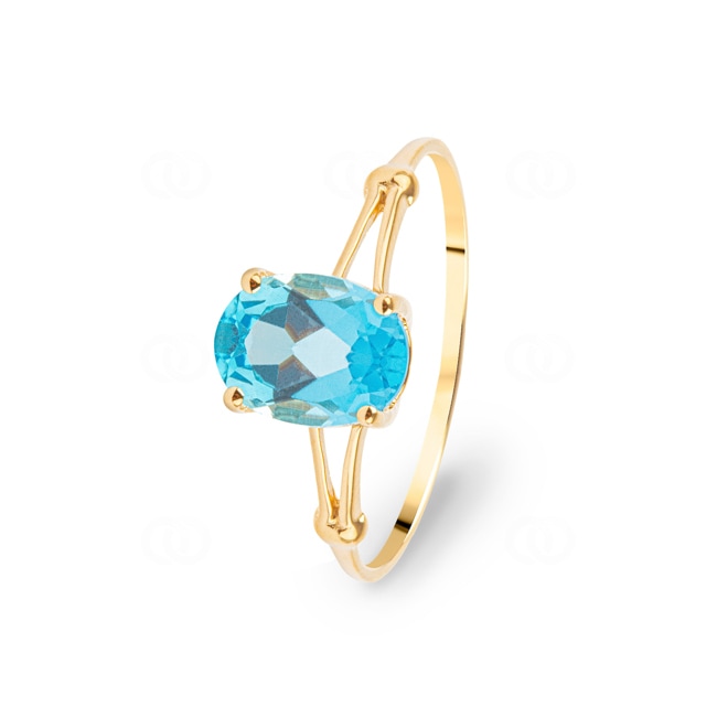 Ring 750/18 K Yellow Gold with oval Blue Topaz - 1747T