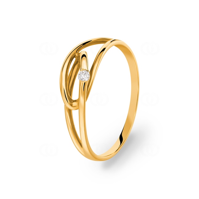 Bague or jaune 750/18 ct avec diamant 0.03 ct H/Si Ø 54 - PR9088-01-GG