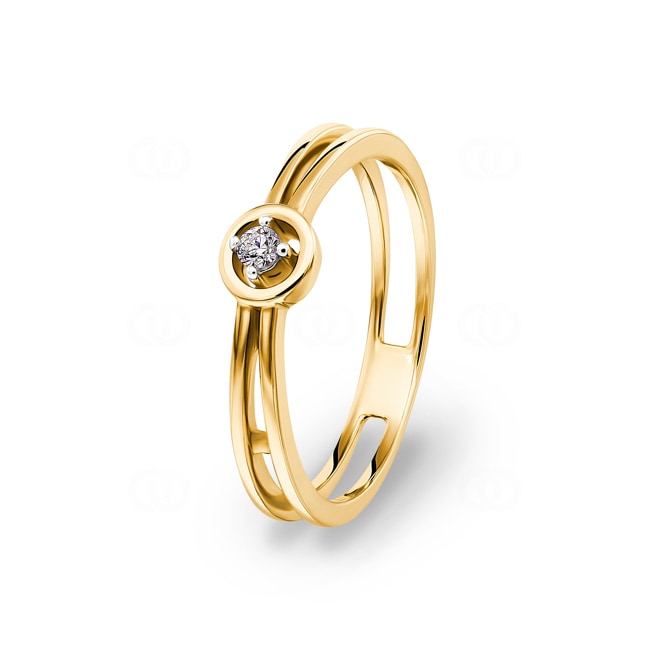 Damenring 750/18 K Gelbgold mit Diamant 0.04 ct H/si - RI-38008-GG