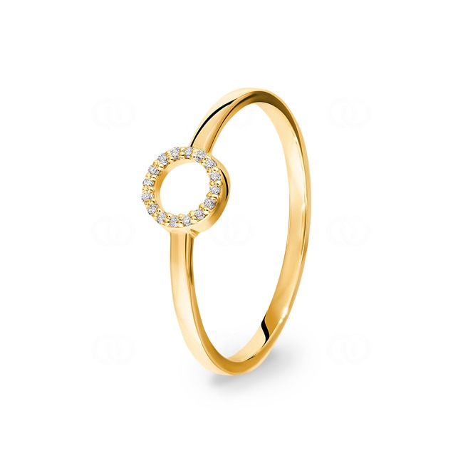 Damenring 750/18 K Gelbgold mit Diamanten 0.03 ct H/si - RO15GG