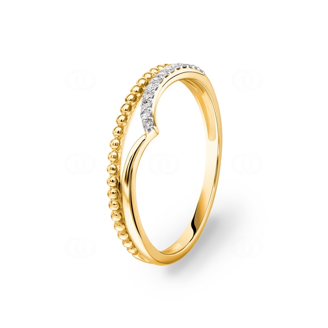 Damenring 750/18 K Gelbgold mit Diamanten 0.07 ct H/si - RI-73160-GG