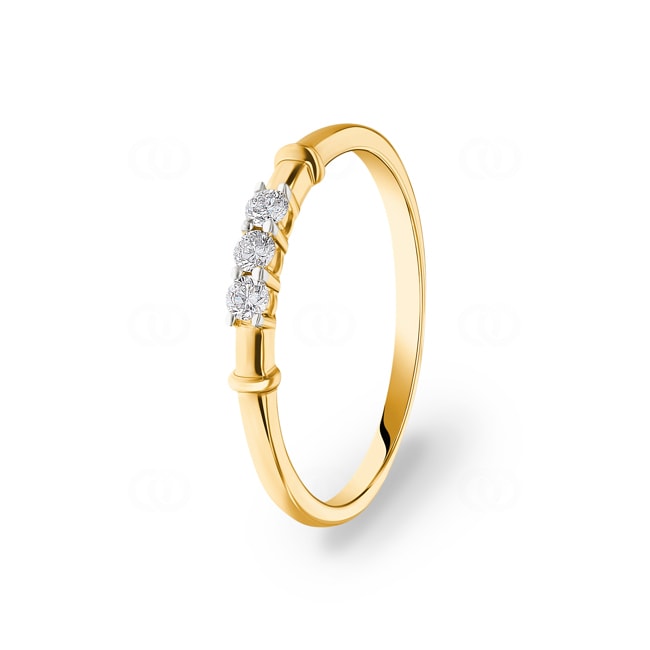 Trilogy Ring 750/18 K Yellow Gold with Diamonds 0.11 ct H/si - RI-38013-GG