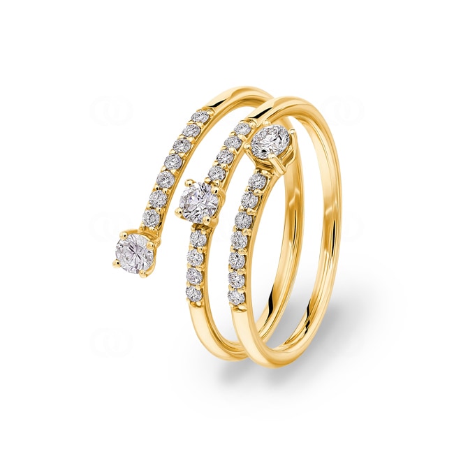 Bague or jaune 750/18 ct avec diamants 0.50 ct H/si - RI-69574-GG