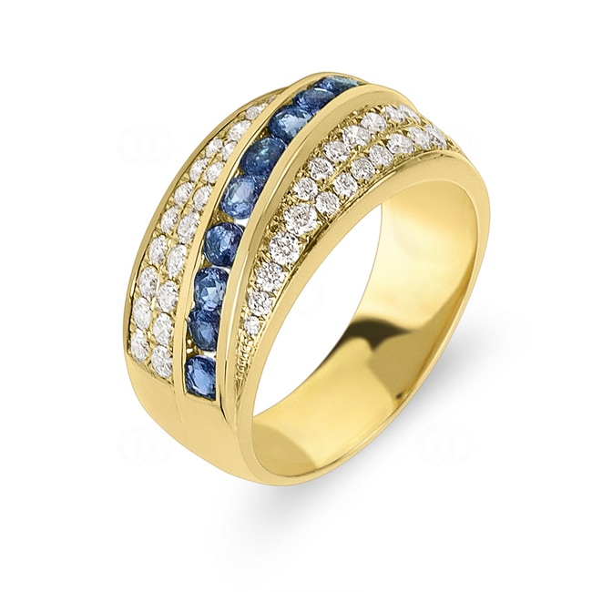 Ring 750/18 K Yellow Gold with Diamonds 0.63 ct H/Si and Rubies 0.63 ct Ø 54 - PR11657/2