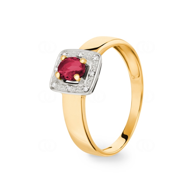 Bague or jaune 750/18 ct avec rubis 0.47ct. et diamants 0.02ct. - KS003BRB4